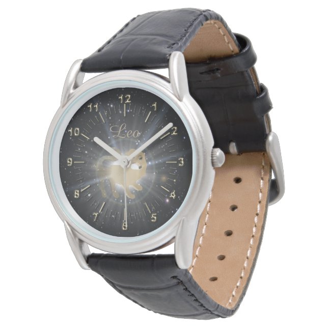Bright golden Leo Horloge (Gekanteld)