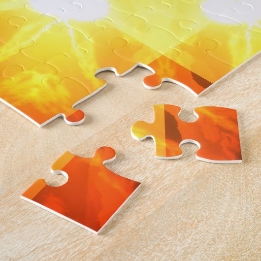Bright Golden Zonsondergangen Mandala Legpuzzel (Zijkant)