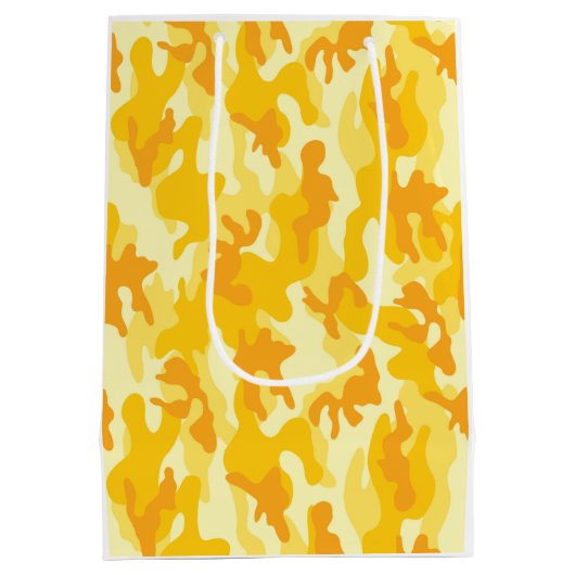 Bright gouden gele Camo Multipurpose Gift Bag Medium Cadeauzakje (Achterkant)