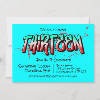 Bright Graffiti Dertien Uitnodiging