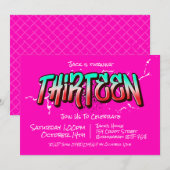 Bright Graffiti Dertien Uitnodiging (Voorkant / Achterkant)