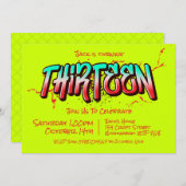 Bright Graffiti Dertien Uitnodiging (Voorkant / Achterkant)