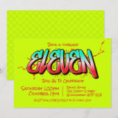 Bright Graffiti Elf uitnodiging (Voorkant / Achterkant)