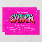 Bright Graffiti Elf uitnodiging (Voorkant / Achterkant)