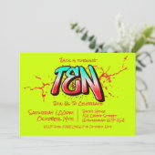 Bright Graffiti Ten Invitation Kaart (Staand voorkant)