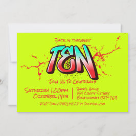 Bright Graffiti Ten Invitation Kaart