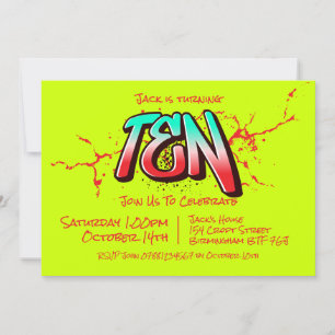 Bright Graffiti Ten Invitation Kaart