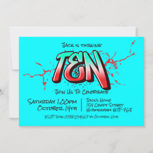 Bright Graffiti Ten Invitation Kaart