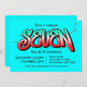 Bright Graffiti Zeven Uitnodiging (Voorkant / Achterkant)