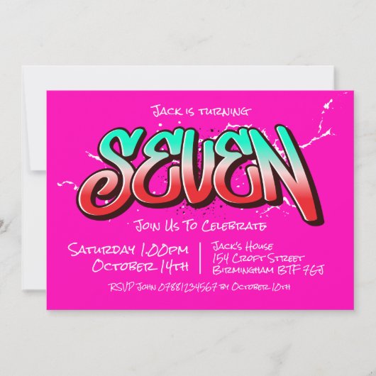 Bright Graffiti Zeven Uitnodiging (Voorkant)