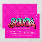 Bright Graffiti Zeven Uitnodiging (Voorkant / Achterkant)