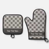 Bright Gray and Winter White Snowflake Pattern Ovenwant & Pannenlap Set (Voorkant)