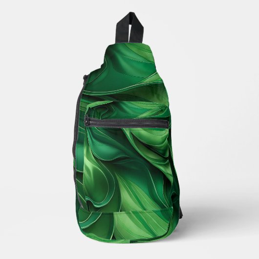 BRIGHT GREEN ABSTRACT SWIRLS SLING BAG (Voorkant)