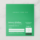 Bright Green Airline Ticket Gast Wedding Zitplaats Plaatskaartje (Buitenkant ongevouwen)