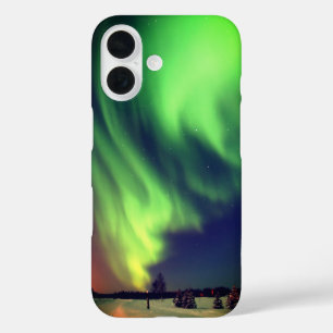 Bright Green Alaskan Northern Lights iPhone 16 Hoesje