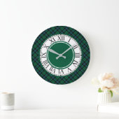 Bright Green and Blue MacKay Clan Tartan Grote Klok (Huis)