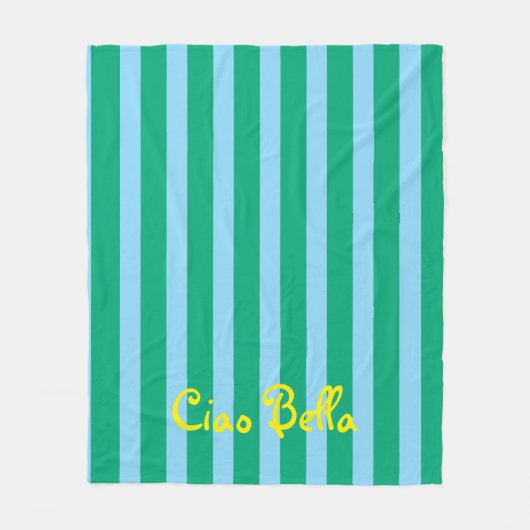 Bright Green and Blue Stripes | Ciao Bella Fleece Deken (Voorkant)