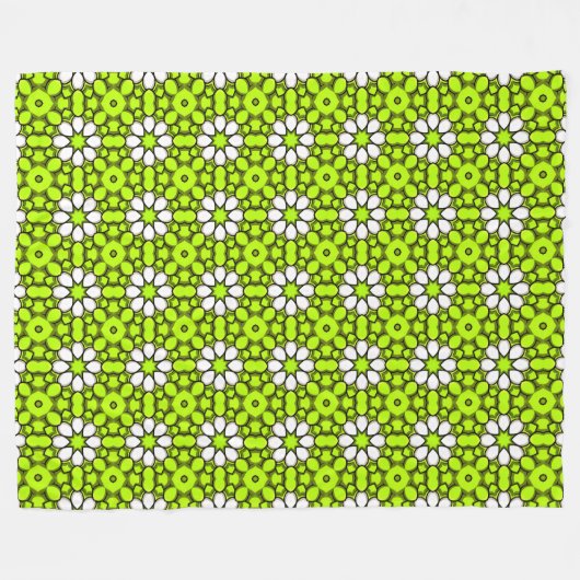 Bright green and white floral patterned fleece deken (Voorkant (Horizontaal))