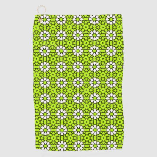 Bright green and white floral patterned golfhanddoek (Voorkant)