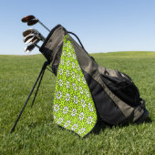 Bright green and white floral patterned golfhanddoek (Groen)