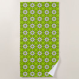 Bright green and white floral patterned strandlaken