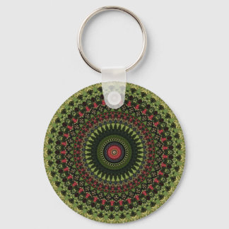 Bright Green Black and Red Mandala Design Bandana Sleutelhanger