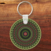Bright Green Black and Red Mandala Design Bandana Sleutelhanger (Achterkant)
