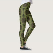 Bright Green Black en Red Mandala Retro Leggings (Rechts)