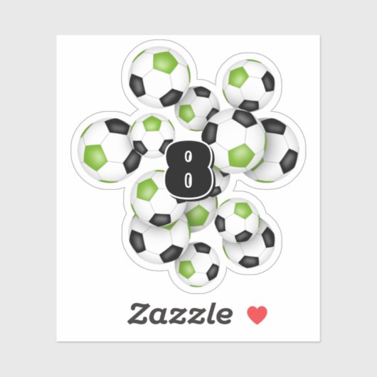 bright green black soccer balls personalized sticker (Vel)