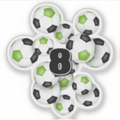 bright green black soccer balls personalized sticker (Voorkant)