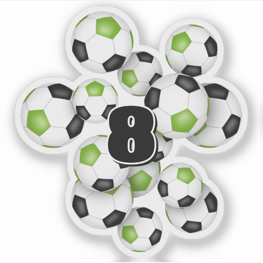 bright green black soccer balls personalized sticker (Voorkant)