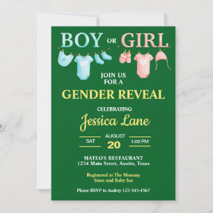 Bright Green Boy of Girl Gender Reveal Baby shower Kaart