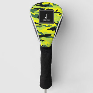 Bright Green Camo Aangepaste naam Golfheadcover