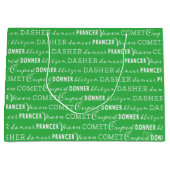 Bright Green Christmas Gift Bag | Santa's Reindeer Groot Cadeauzakje (Voorkant)