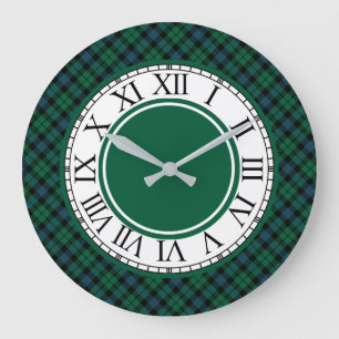 Bright Green en Blue MacKay Clan Tartan Grote Klok