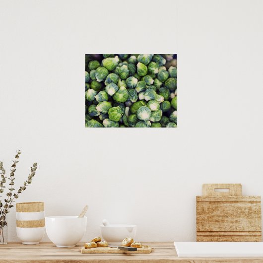 Bright Green Fresh Brussels Sprouts Poster (Keuken)
