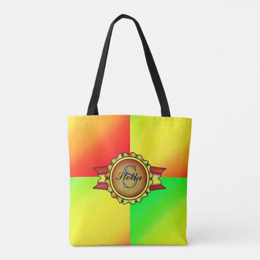 Bright Green Friendly Dragon Monogram Tote Bag (Achterkant)