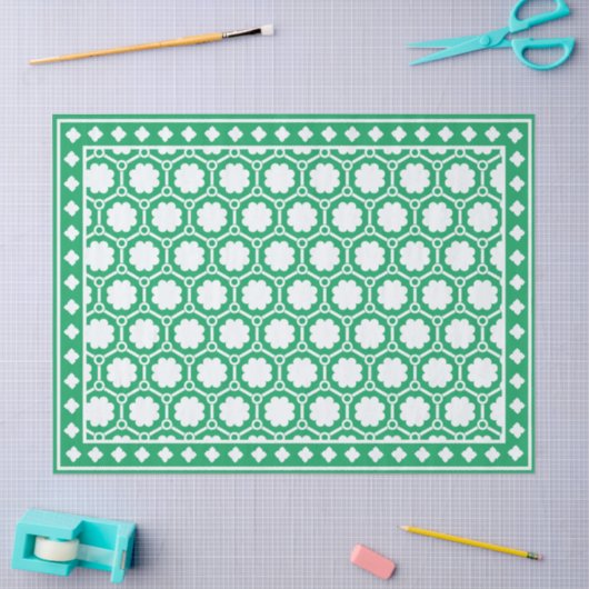 Bright Green Geometric Bone Inlay Decoupage Paper Tissuepapier (Craft)