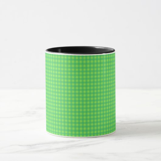 Bright Green Gingham Check Koffie Mok (Midden)