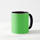 Bright Green Gingham Check Koffie Mok (Voorkant rechts)