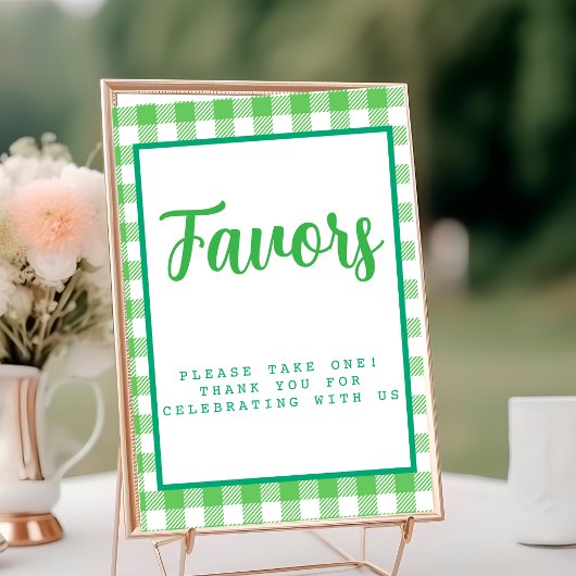 Bright Green Gingham Favorieten Kaart