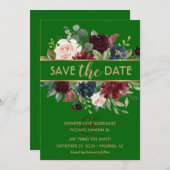 Bright Green Gold Merlot Navy Boho bewaar de datum Kaart (Voorkant / Achterkant)