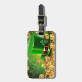 BRIGHT GREEN IRISH TOP HAT EN GOLD MUNTEN BAGAGELABEL (Voorkant verticaal)