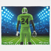 Bright Green Jersey persoonlijke Football Player Fleece Deken (Voorkant (Horizontaal))
