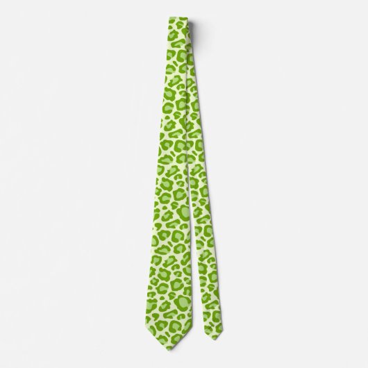 Bright Green Leopard Print Stropdas (Voorkant)