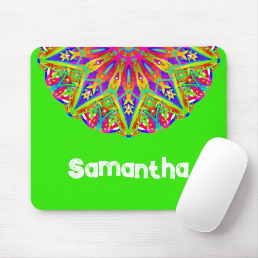 Bright Green Mandala Name Mousepad Muismat (Met muis)