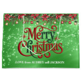 Bright Green Merry Christmas Groot Cadeauzakje (Voorkant)