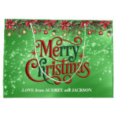 Bright Green Merry Christmas Groot Cadeauzakje (Achterkant)