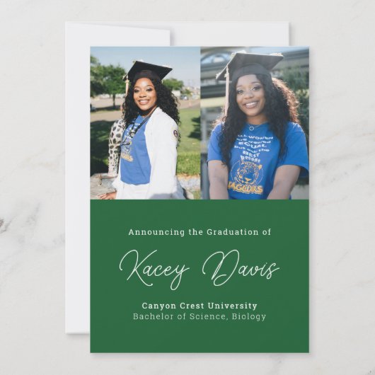Bright Green Modern Class Jaar & Foto Afstuderen Aankondiging (Achterkant)