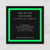 Bright Green Neon Modern Nail Technicus Salon Vierkante Visitekaartje (Achterkant)